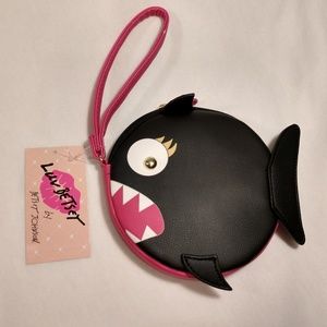 Betsey Johnson Black/Pink Piranha Zip Wristlet
